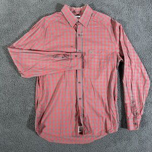 Lacoste Shirt Mens 40 Red Plaid Long Sleeve Button Up